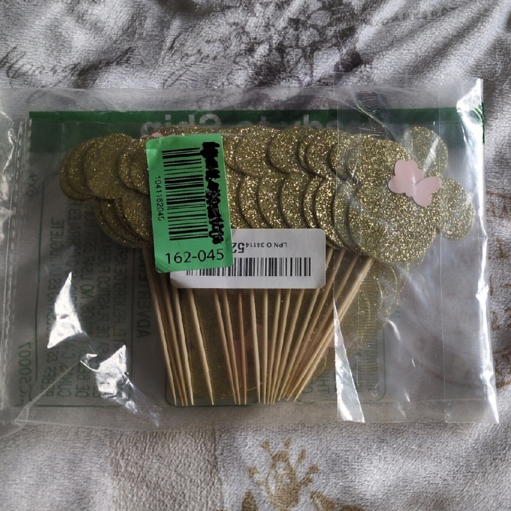 Gold Glitter Cupcake Toppers